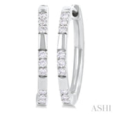 1/4 ctw  Sectioned Round Cut Diamond Fashion Hoop Earring in 14K White Gold